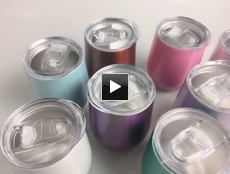 Hot Sale 15oz Fluted Cup Stainless Steel 15oz Champagne Stemless Wine Glasses Solid Color with Lid D