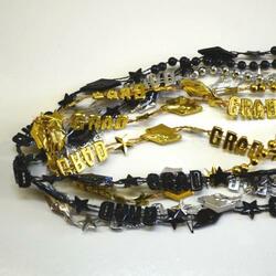 Graduation Bead- 33 Inch- Black-Silver-Gold- 6 Per Card