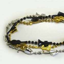 Band Bead- 33 Inch- Black-Silver-Gold- 3 Per Card