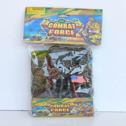Military Playset- 40 Pieces- Tanks, Trucks, Flags, Bases and 3 Army Men- Poly Bagged w/Header