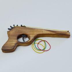 Rubber Band Gun- Wooden w/ Rubber Bands