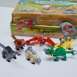 Dinosaur Block Assembly Toy Set in Egg- 30 Piece Average- 8 Assorted