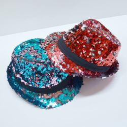 Reversible Sequin Hat- Red and Blue Assorted