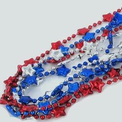 Star Bead Red/ Blue/ Silver 33 Inch
