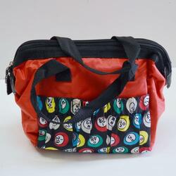 Bingo Bag Red Bingo Ball Print Square W/ Zipper 6 Pocket