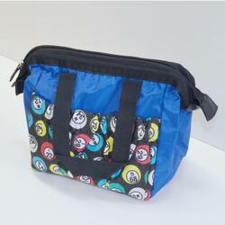 Bingo Bag Blue Bingo Ball Print Square W/ Zipper 6 Pocket
