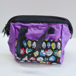 Bingo Bag Purple Bingo Ball Print Square W/ Zipper 6 Pocket