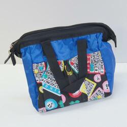 Bingo Bag Blue Lucky Bingo Print Square W/ Zipper 6 Pocket