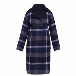 Ladies Double Breasted Fleece Check Coats Wool;	  MEIDAO-060032