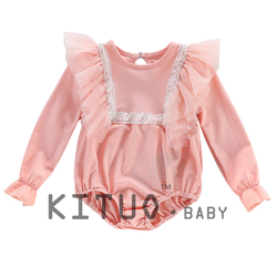 girls one-piece long sleeve lace gauze swimsuit