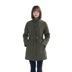Bechance Spring Autumn Women Medium Length Green Jacket