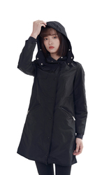 Ladies Lightweight Long and Slim Sleeve Black Windbreaker