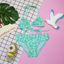 Bikini 2021 little girl Two Piece in foil print with flounce Front