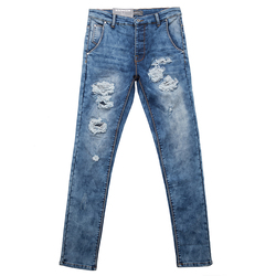 Distressed Knit Denim Jeans