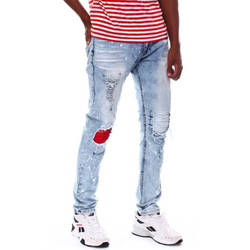 Red Patch Repaired Distressed Jeans
