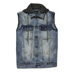 Acid Wash Hoody Denim Jacket