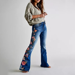 embroidery flare jeans