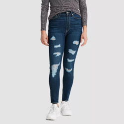 dark blue destroyed jeans
