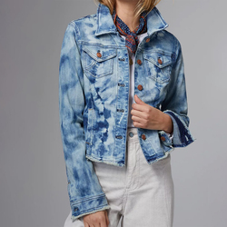 Snow wash denim jacket
