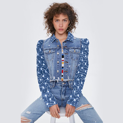 Sequined embroidery denim jacket
