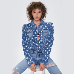Sequined embroidery denim jacket