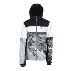 men's waterproof sublimation print snowbard ski shell jacket fix hood