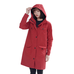 fashion red windbreaker for women hooded high quality