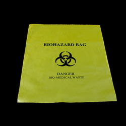 Biohazard symbol printed yellow biohazard bag medical waste packing bag