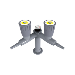 Desk Mounted Gas Valve Lab Acessories for Gas Supply Twin Outlet Gas Tap with Pressure Gauge