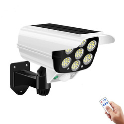 LED Solar Wall Light Outdoor Simulation Monitor Lamp 3 Modes Motion Sensor Waterproof Garden Yard