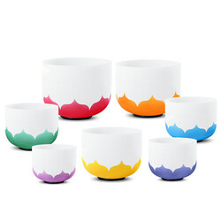 Chakra Lotus Quartz Crystal Singing Bowls Full Sets Wholesale Price