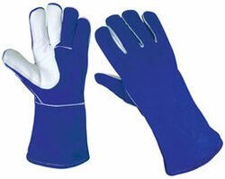 Best Quality Mig Welding Gloves in Goatskin Leather Blue Goat Leather Welding Gloves