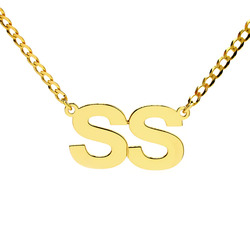 Double Initial Necklace in 14K Solid Gold on Curb Chain