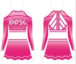 OEM wholesale sublimation printing spandex red and black cheerleading uniforms with lycra fabric
