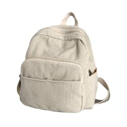 Corduroy Girls Backpack Soft Small Zipper Daily Women shopping Back pack