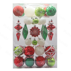 Puindo Plastic Customized 40 Pcs Christmas Ornament Ball Gift Box Holiday Xmas tree decor Bauble