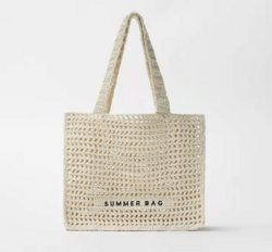 Crochet Mesh Straw Tote HandBag