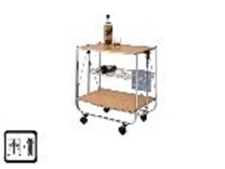 Wooden Board Two Tier Foldable Trolley with Wine Rack
