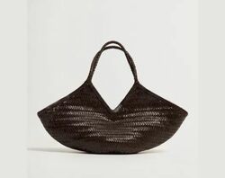 Handmade Dark Brown Leather Woven Tote Bag by Stysion