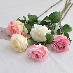 Wholesale Artificial Ball Rolled-Edge Roses Silk Plastic Faux Flower Bouquets European-Style HZT1-26