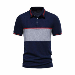 Brussels Sports Navy Blue Color-Blocked Custom Polo Shirt