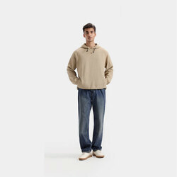 Brussels Sports Beige Knit Textured Pullover Hoodie