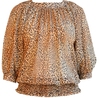 Ladies' Smock Blouse with Leopard Print-007