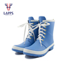 Women's Adjustable Lace up Short Back Rain Boots: Blue/White