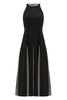 2021 WOMEN'S WOVEN CONTRAST FABRIC LONG DRESS