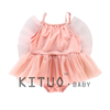 Girls' sling and bow-knot gauze skirt swimsuit