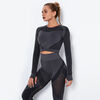 WOMEN SEAMLESS WORKOUT LONG SLEEVE YOGA FITNESS SPORTS GYM RUNNING TOP