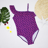 Bikini 2021 little girl one-piece with one shoulder swimwear, ruffle in the front