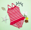 2021 little girl one-piece with crossing back , laser cut ruffle skirt