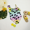 Bikini 2021 little girl one-piece with one shoulder swimwear, ruffle in the front
